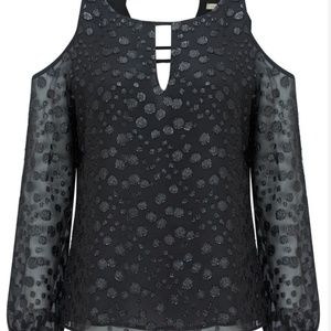 Cooper & Ella Silky open cold shoulder blouse shirt - small-